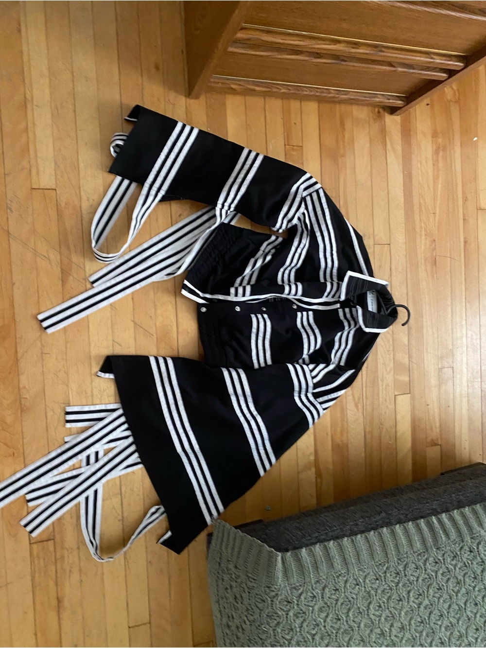 Ji won choi x adidas Black and White Striped jacket with bows